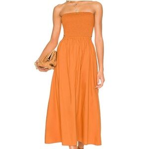 FAITHFULL THE BRAND Deva Midi Dress Plain Orange